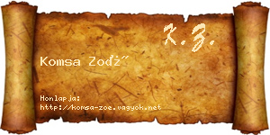 Komsa Zoé névjegykártya